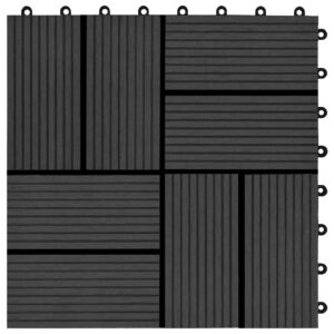 Πλακάκια Deck 11 τεμ. Μαύρα 30 x 30 εκ. 1 μ² από WPC