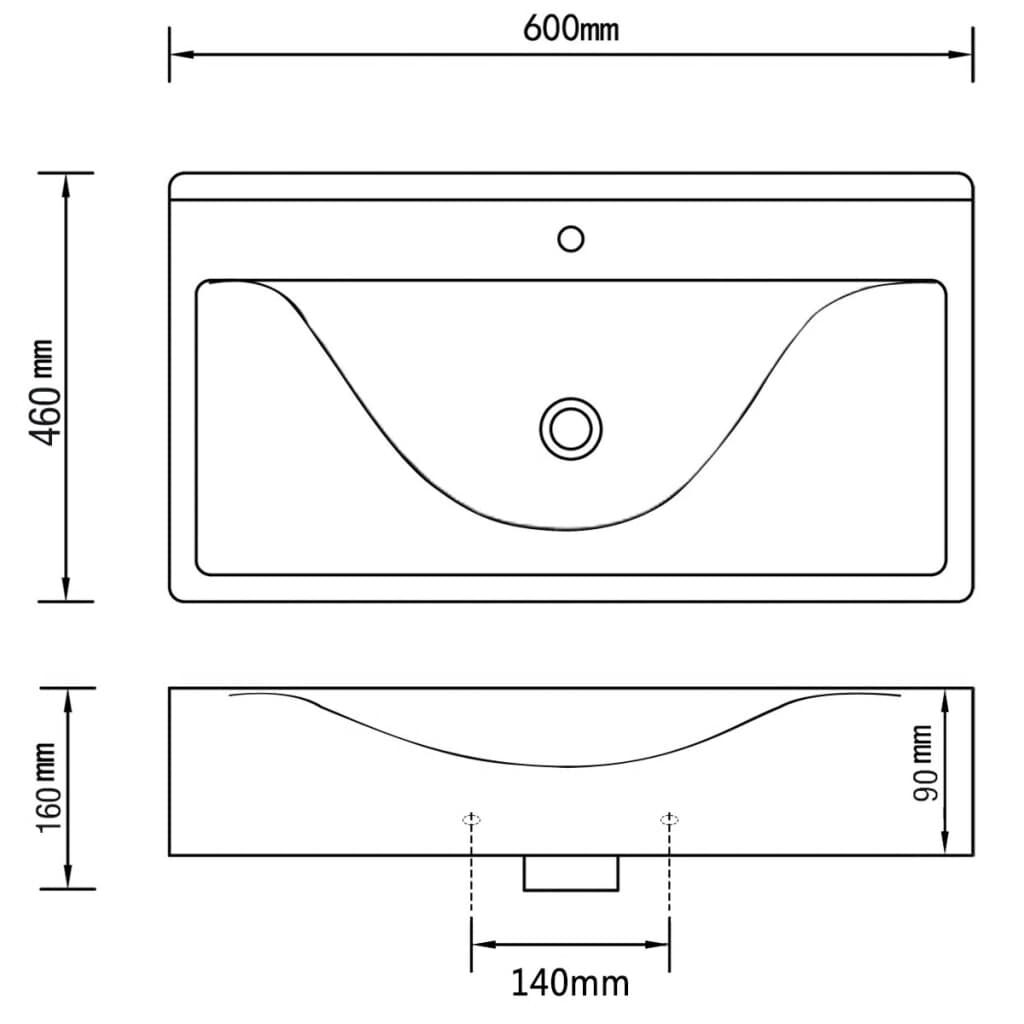 Νιπτήρας με Οπή Υπερχείλισης Ασημί 60 x 46 x 16 εκ. Κεραμικός