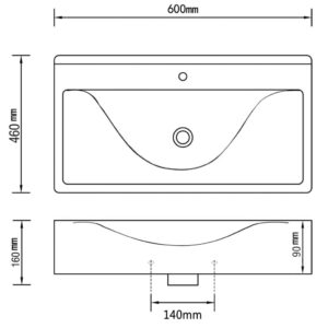 Νιπτήρας με Οπή Υπερχείλισης Ασημί 60 x 46 x 16 εκ. Κεραμικός