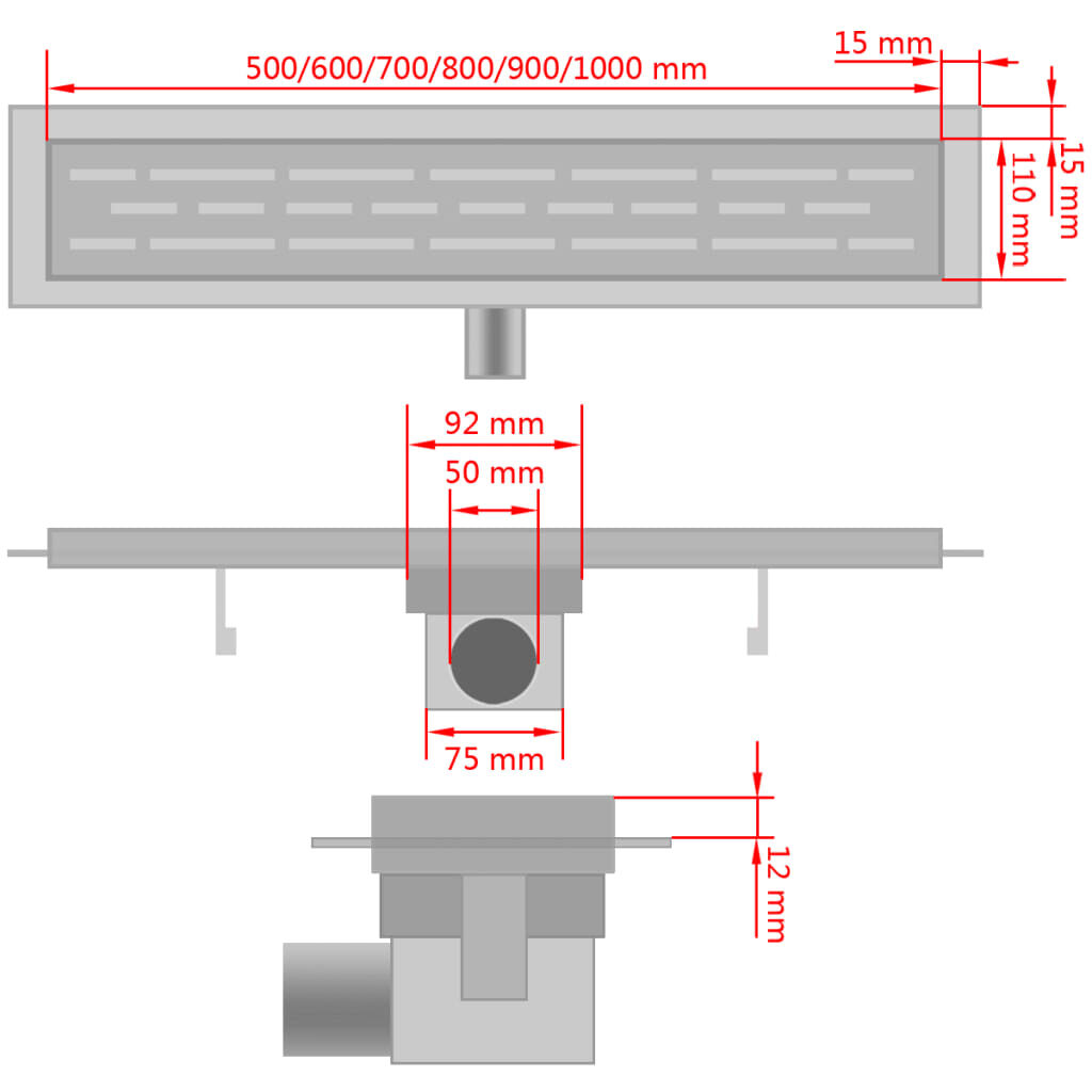 Σιφόνι Ντουζιέρας Γραμμικό Φυσαλίδες 1030x140 χιλ. Ανοξ. Ατσάλι