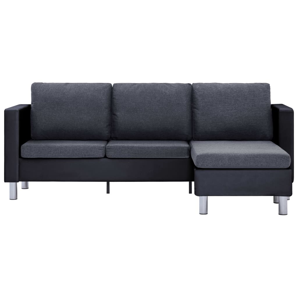 282205  3-Seater Sofa with Cushions Black Faux Leather