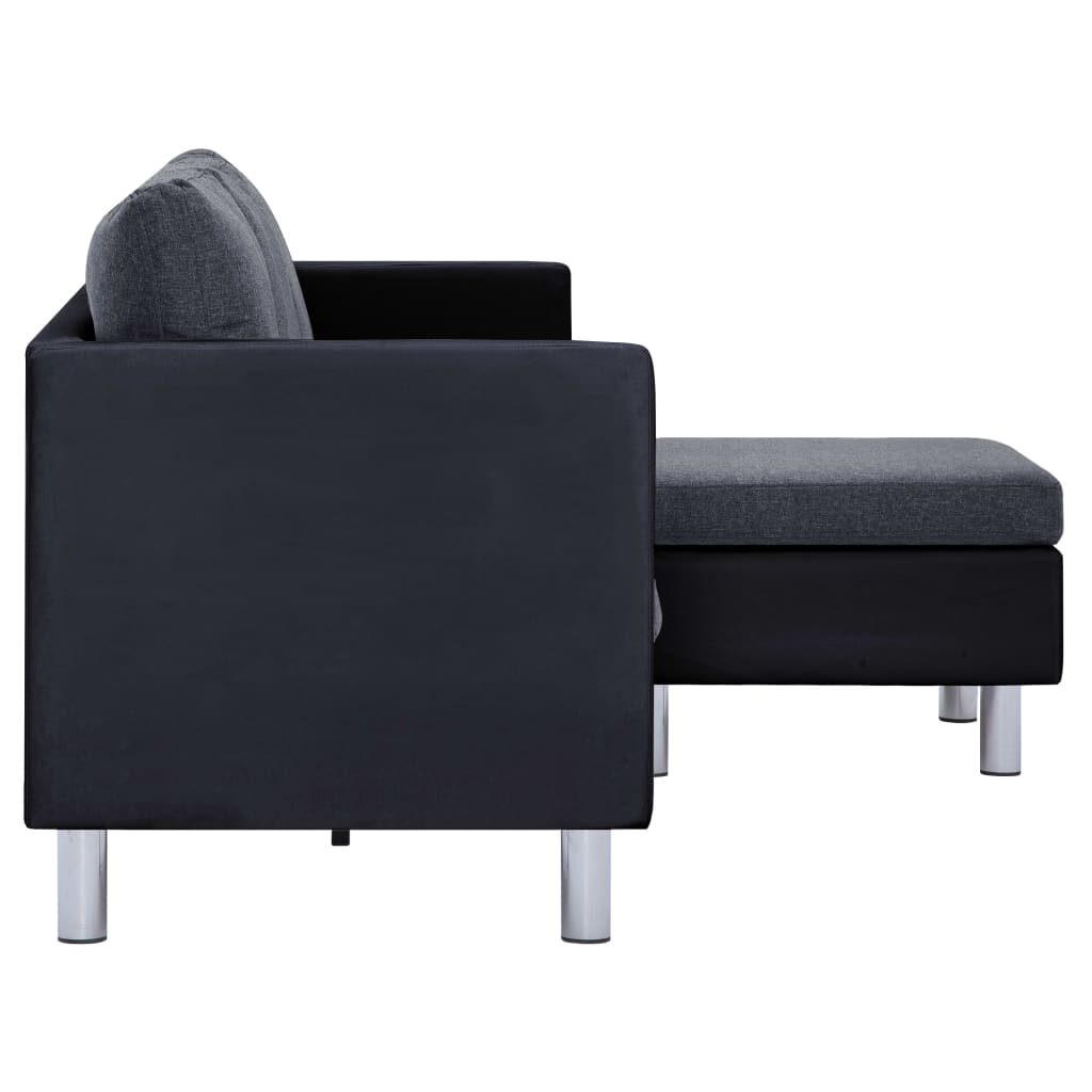 282205  3-Seater Sofa with Cushions Black Faux Leather