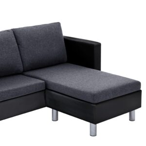 282205  3-Seater Sofa with Cushions Black Faux Leather