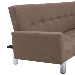 282220  Sofa Bed with Armrest Brown Polyester