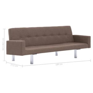 282220  Sofa Bed with Armrest Brown Polyester