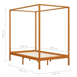 Πλαίσιο Κρεβατιού με Ουρανό Μελί 120x200 εκ. Μασίφ Ξύλο Πεύκου