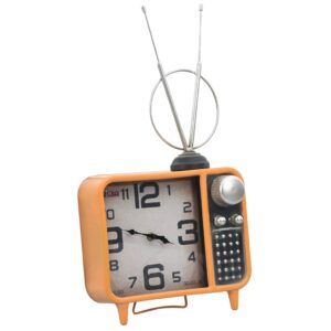 321479  Table Clock Orange and Black 25x11x48 cm Iron and MDF