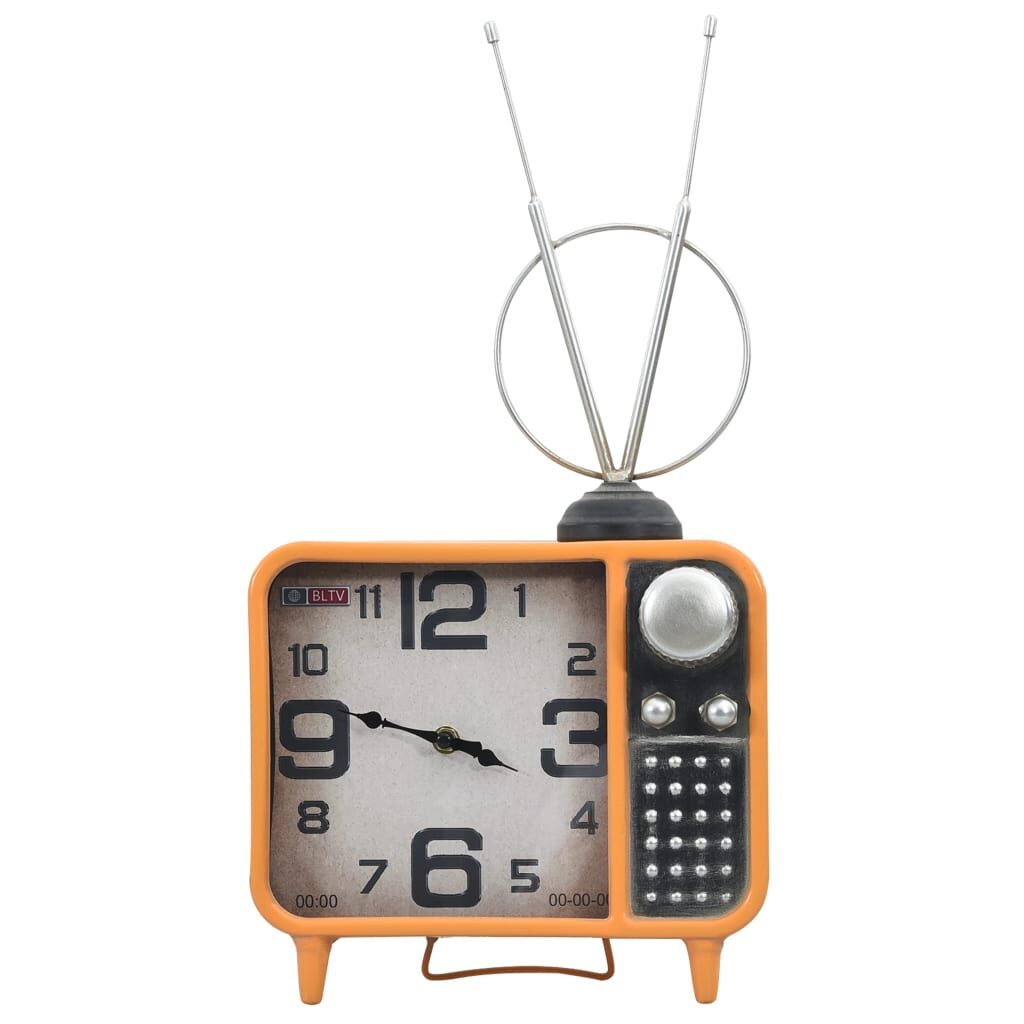 321479  Table Clock Orange and Black 25x11x48 cm Iron and MDF