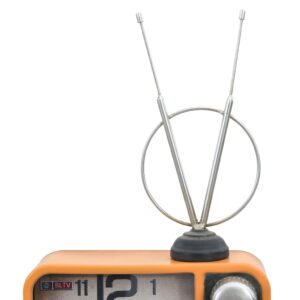 321479  Table Clock Orange and Black 25x11x48 cm Iron and MDF