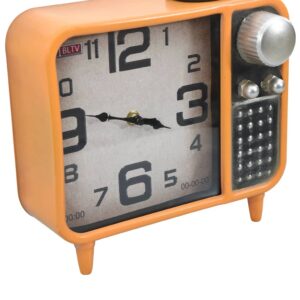 321479  Table Clock Orange and Black 25x11x48 cm Iron and MDF