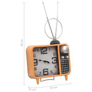 321479  Table Clock Orange and Black 25x11x48 cm Iron and MDF