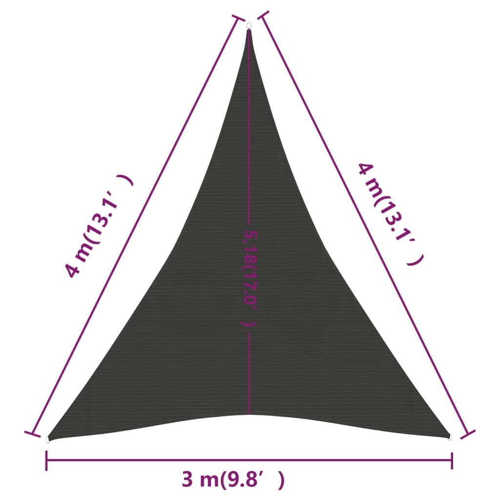 Πανί Σκίασης Ανθρακί 3 x 4 x 4 μ. από HDPE 160 γρ./μ²