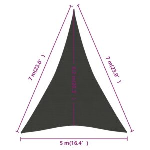 Πανί Σκίασης Ανθρακί 5 x 7 x 7 μ. από HDPE 160 γρ./μ²