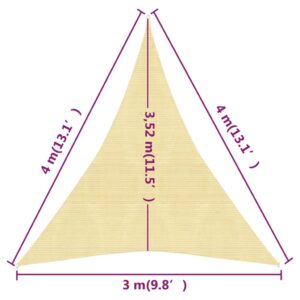 Πανί Σκίασης Μπεζ 3 x 4 x 4 μ. από HDPE 160 γρ./μ²