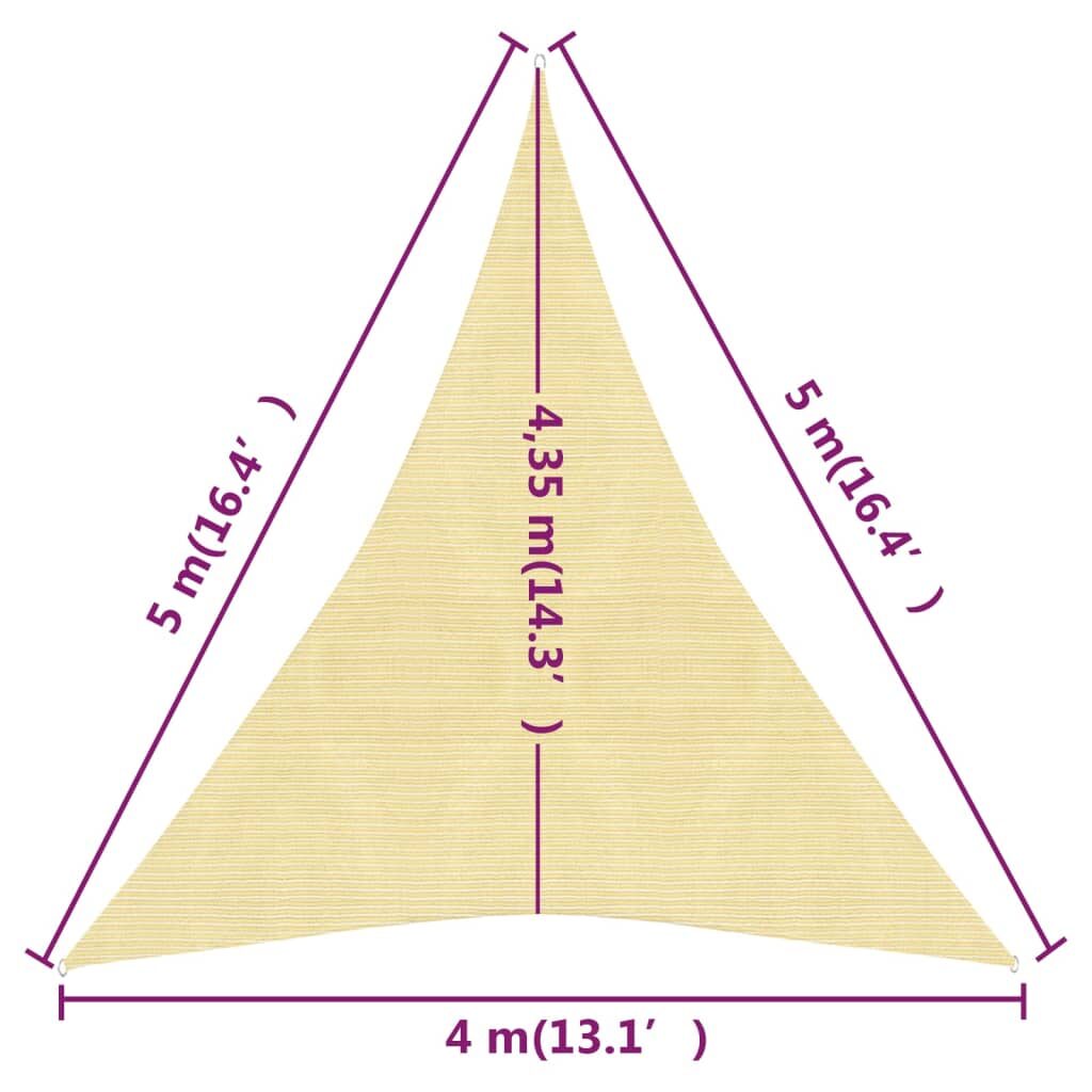 Πανί Σκίασης Μπεζ 4 x 5 x 5 μ. από HDPE 160 γρ./μ²