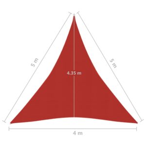 Πανί Σκίασης Κόκκινο 4 x 5 x 5 μ. από HDPE 160 γρ./μ²