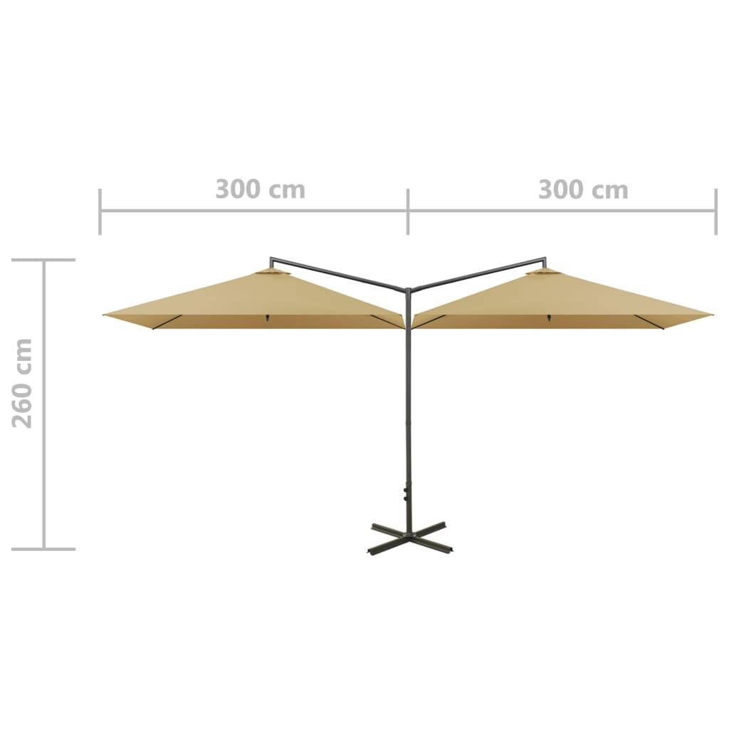 Ομπρέλα Κήπου Διπλή Taupe 600x300εκ. με Ατσάλινο Ιστό