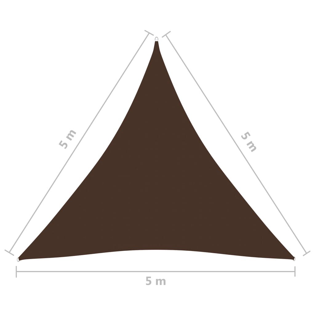 Πανί Σκίασης Τρίγωνο Καφέ 5 x 5 x 5 μ. από Ύφασμα Oxford