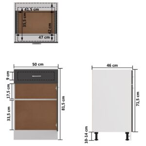 Ντουλάπι με Συρτάρι Γυαλιστερό Γκρι 50x46x81