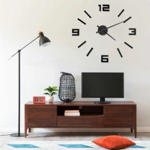 325156  3D Wall Clock Modern Design Black 100 cm XXL