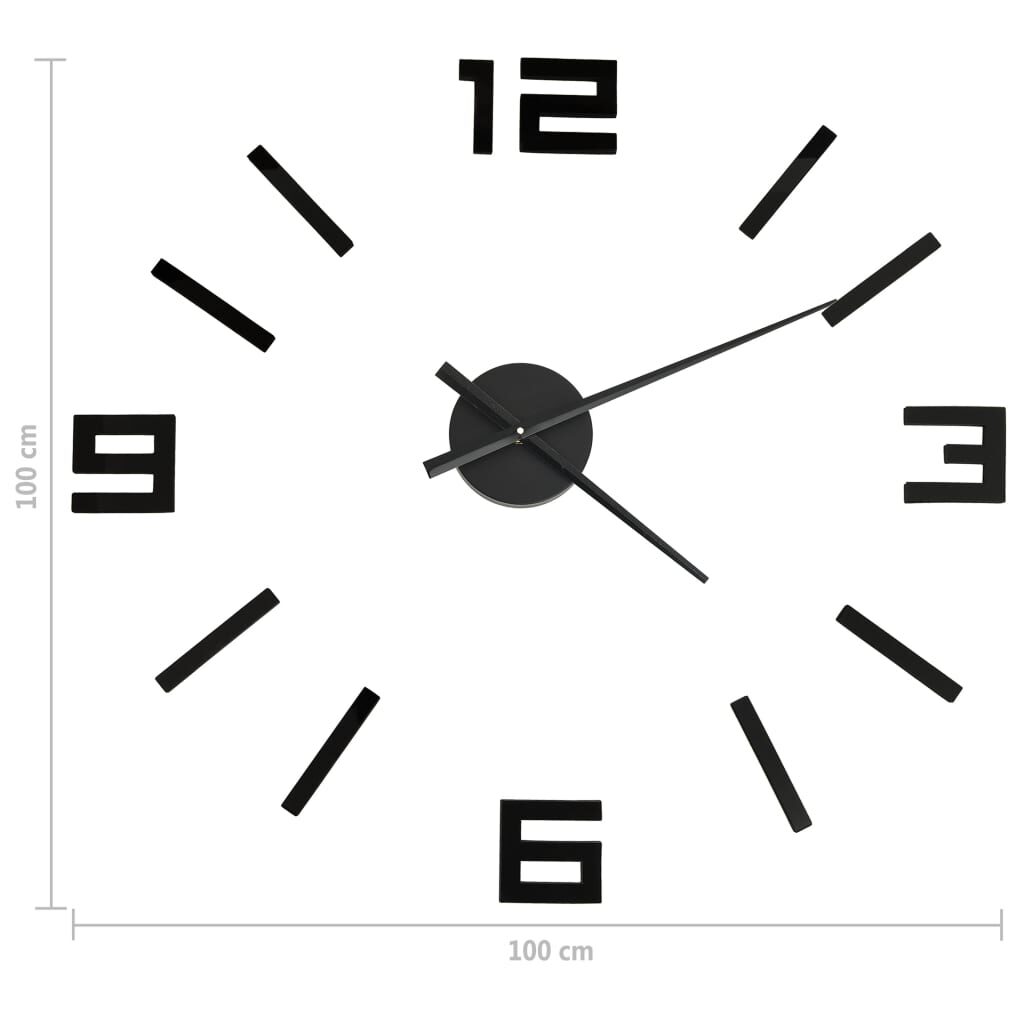 325156  3D Wall Clock Modern Design Black 100 cm XXL