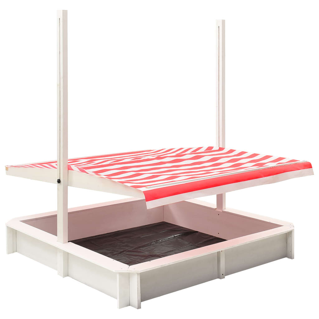 313888  Sandbox with Adjustable Roof Fir Wood White and Red UV50