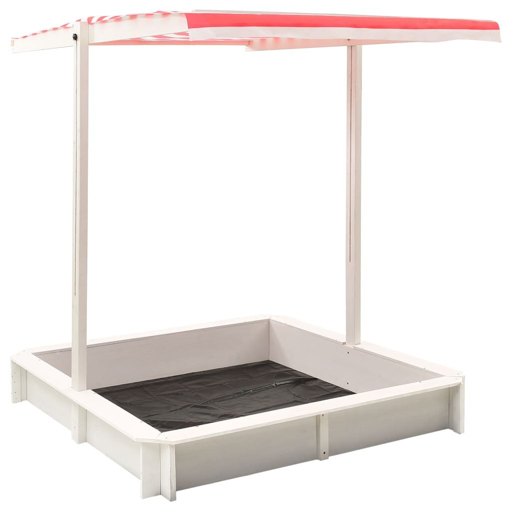 313888  Sandbox with Adjustable Roof Fir Wood White and Red UV50