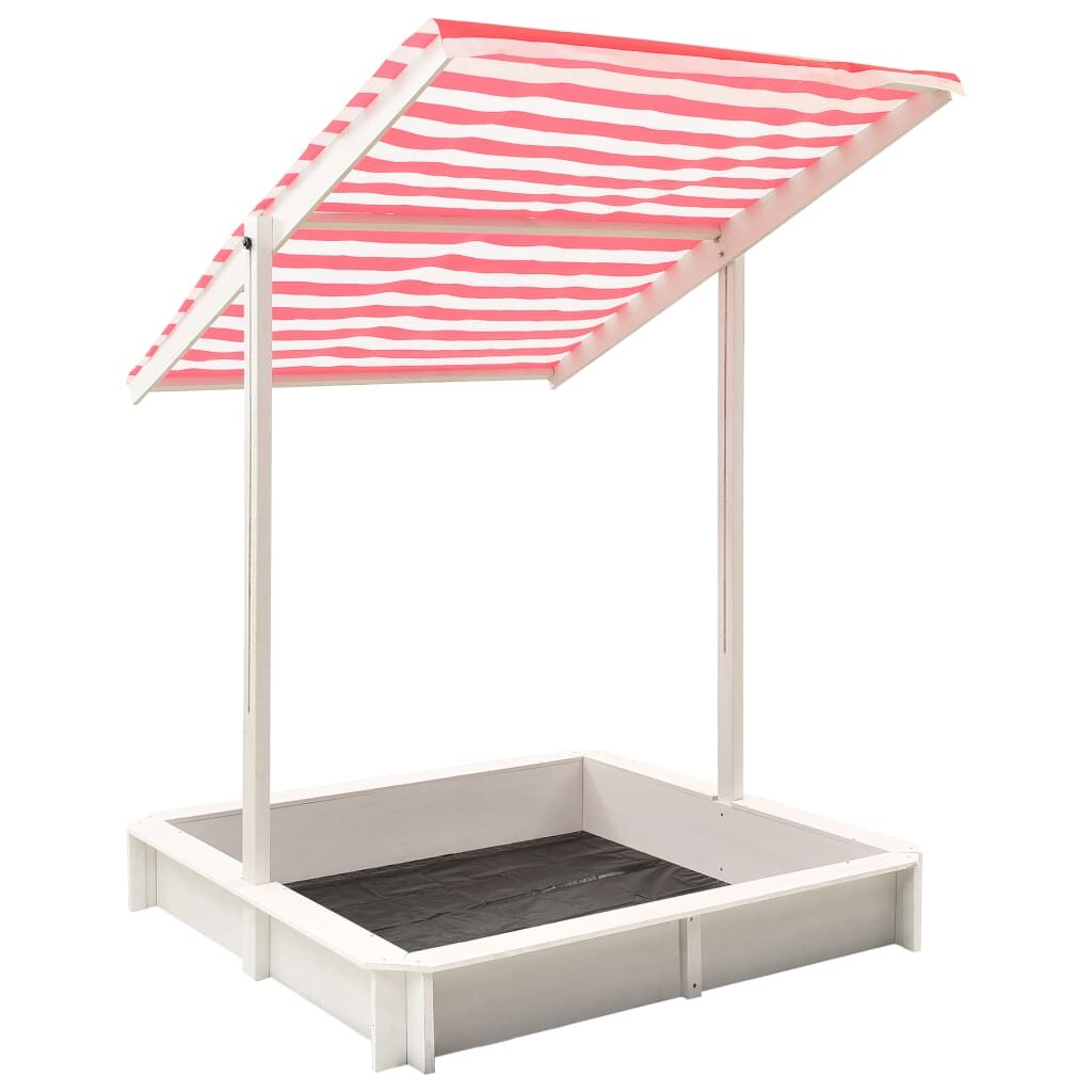 313888  Sandbox with Adjustable Roof Fir Wood White and Red UV50