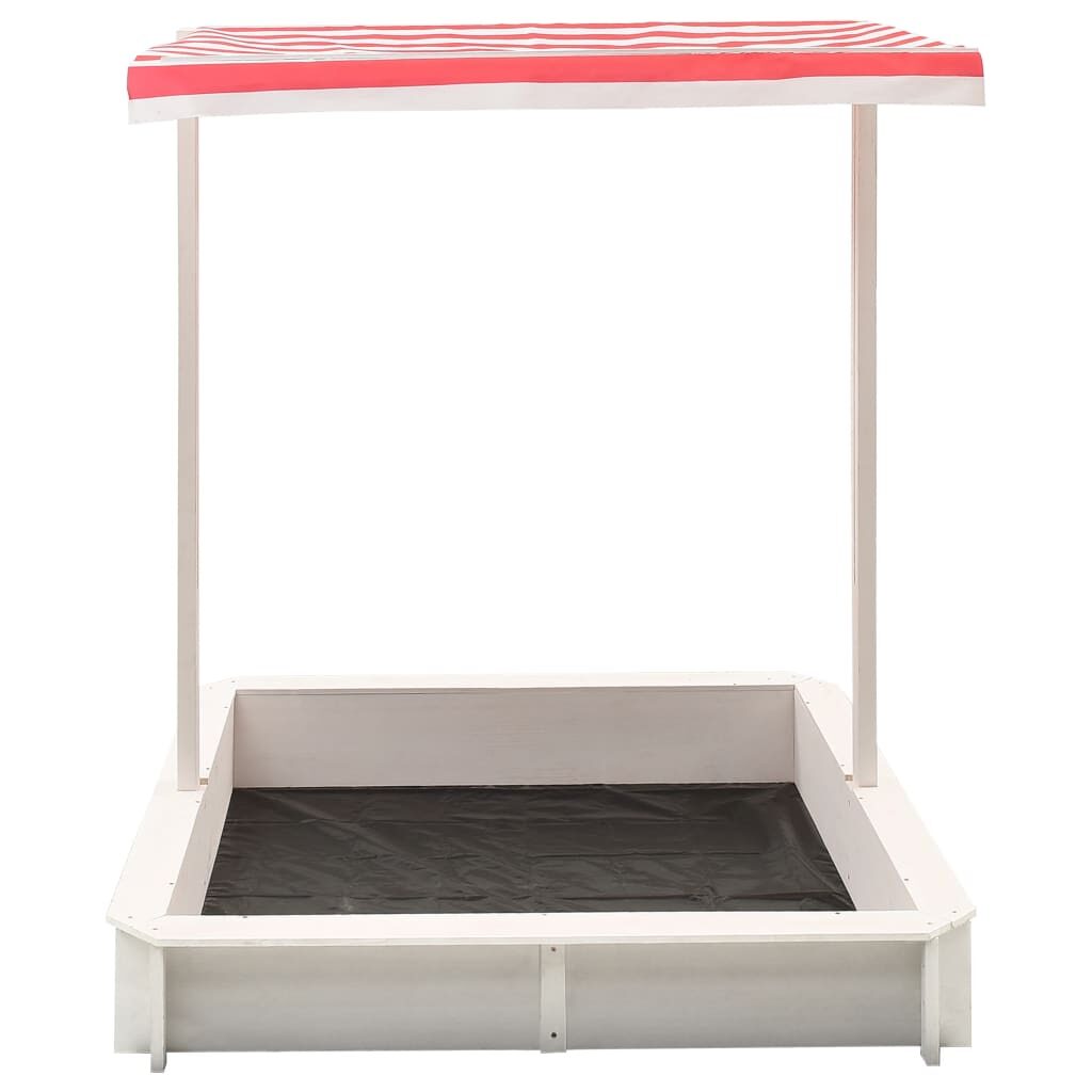 313888  Sandbox with Adjustable Roof Fir Wood White and Red UV50