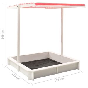 313888  Sandbox with Adjustable Roof Fir Wood White and Red UV50