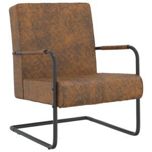 325734  Cantilever Chair Brown Fabric