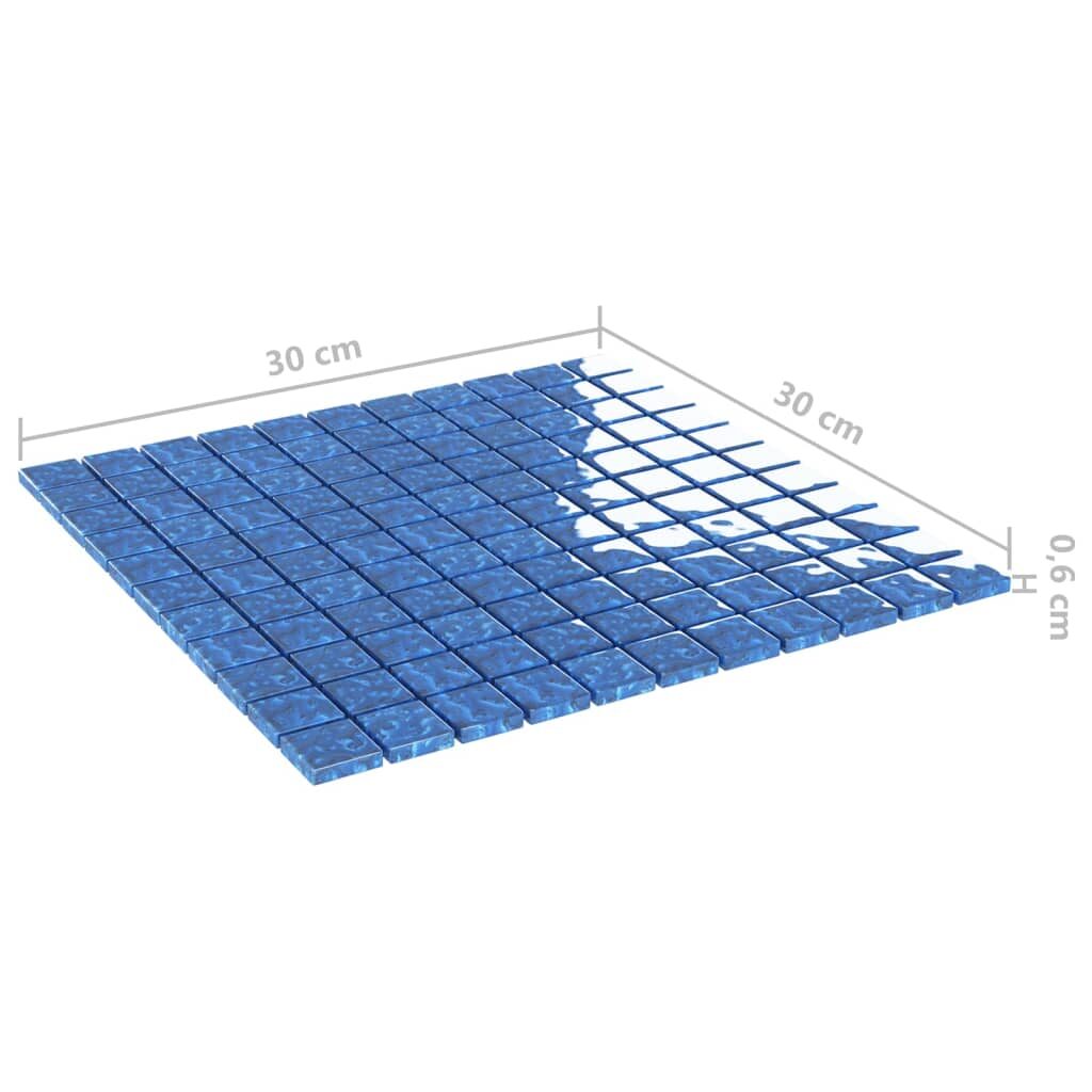 Μωσαϊκά Πλακάκια 22 τεμ. Μπλε 30 x 30 εκ. Γυάλινα