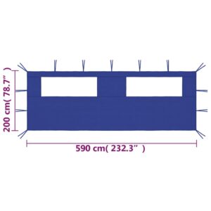 3070414  Gazebo Sidewall with Windows 6x2 m Blue (315303)