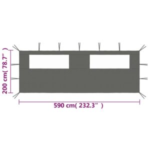 3070415  Gazebo Sidewall with Windows 6x2 m Anthracite (315304)