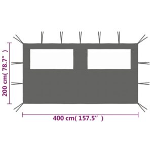 3070423  Gazebo Sidewall with Windows 4x2 m Anthracite (315312)