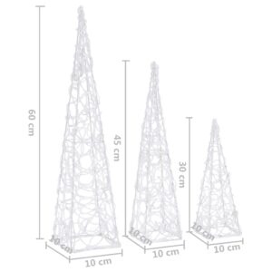 Κώνοι Διακοσμητικοί LED Ακρυλικοί Σετ Μπλε 30/45/60 εκ.