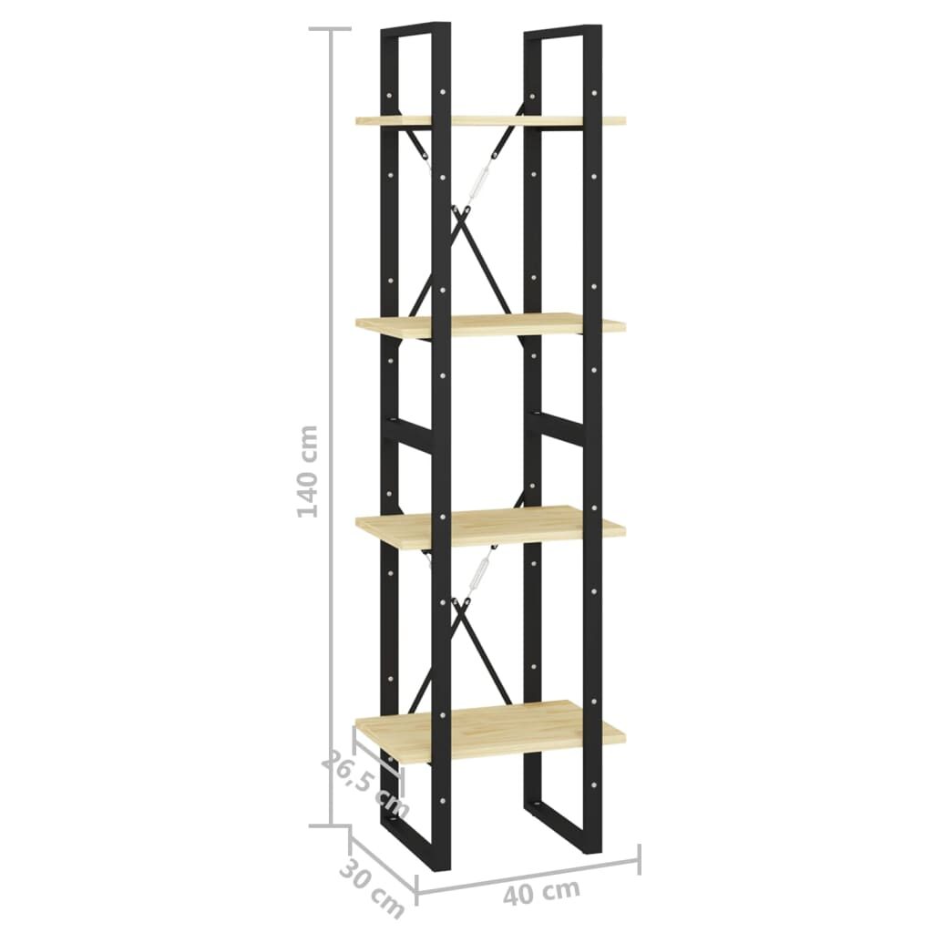 Βιβλιοθήκη με 4 Ράφια 40 x 30 x 140 εκ. από Μασίφ Ξύλο Πεύκου