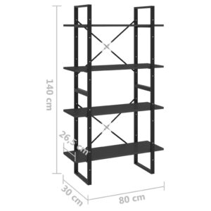 Βιβλιοθήκη με 4 Ράφια Γκρι 80 x 30 x 140 εκ. από Μοριοσανίδα