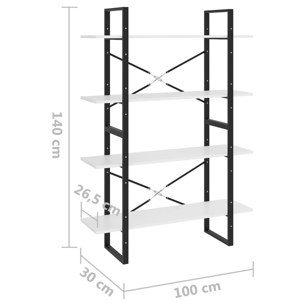 Βιβλιοθήκη με 4 Ράφια Λευκή 100 x 30 x 140 εκ. από Μοριοσανίδα