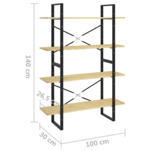 Βιβλιοθήκη με 4 Ράφια 100 x 30 x 140 εκ. από Μασίφ Ξύλο Πεύκου