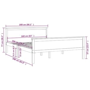 Πλαίσιο Κρεβατιού 160 x 200 εκ. από Μασίφ Ξύλο Πεύκου