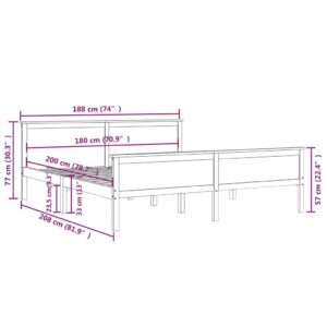 Πλαίσιο Κρεβατιού 180 x 200 εκ. από Μασίφ Ξύλο Πεύκου