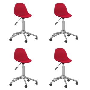 3086060  Swivel Dining Chairs 4 pcs Wine Red Fabric (2x333473)