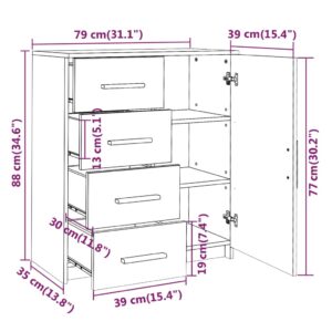 Ντουλάπι Καπνιστή Δρυς 79 x 35 x 88 εκ. από Μοριοσανίδα