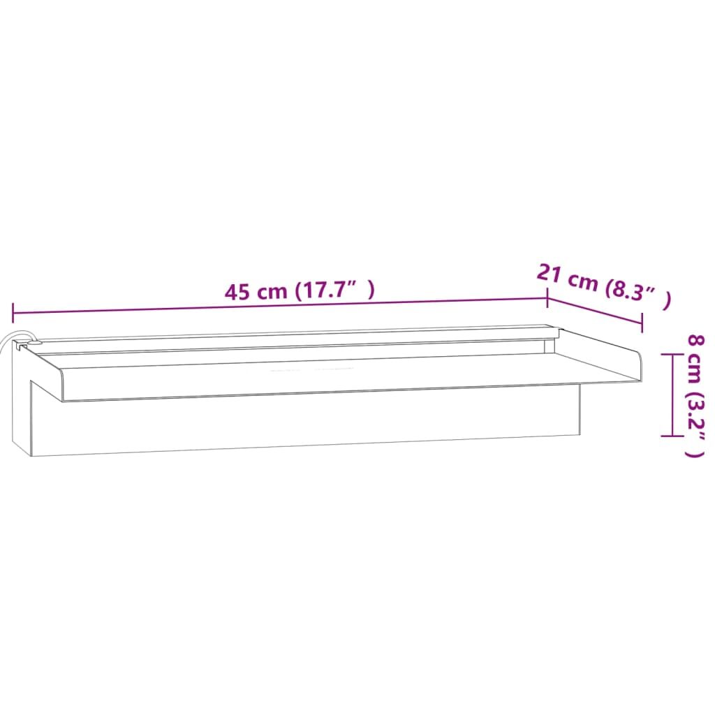 Σιντριβάνι Καταρράκτης Πισίνας με RGB LED 45 εκ Ανοξειδ. Ατσάλι