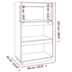 Βιβλιοθήκη/Διαχωριστικό Χώρου Γκρι 60x35x103 εκ. Μασίφ Ξύλο Πεύκου