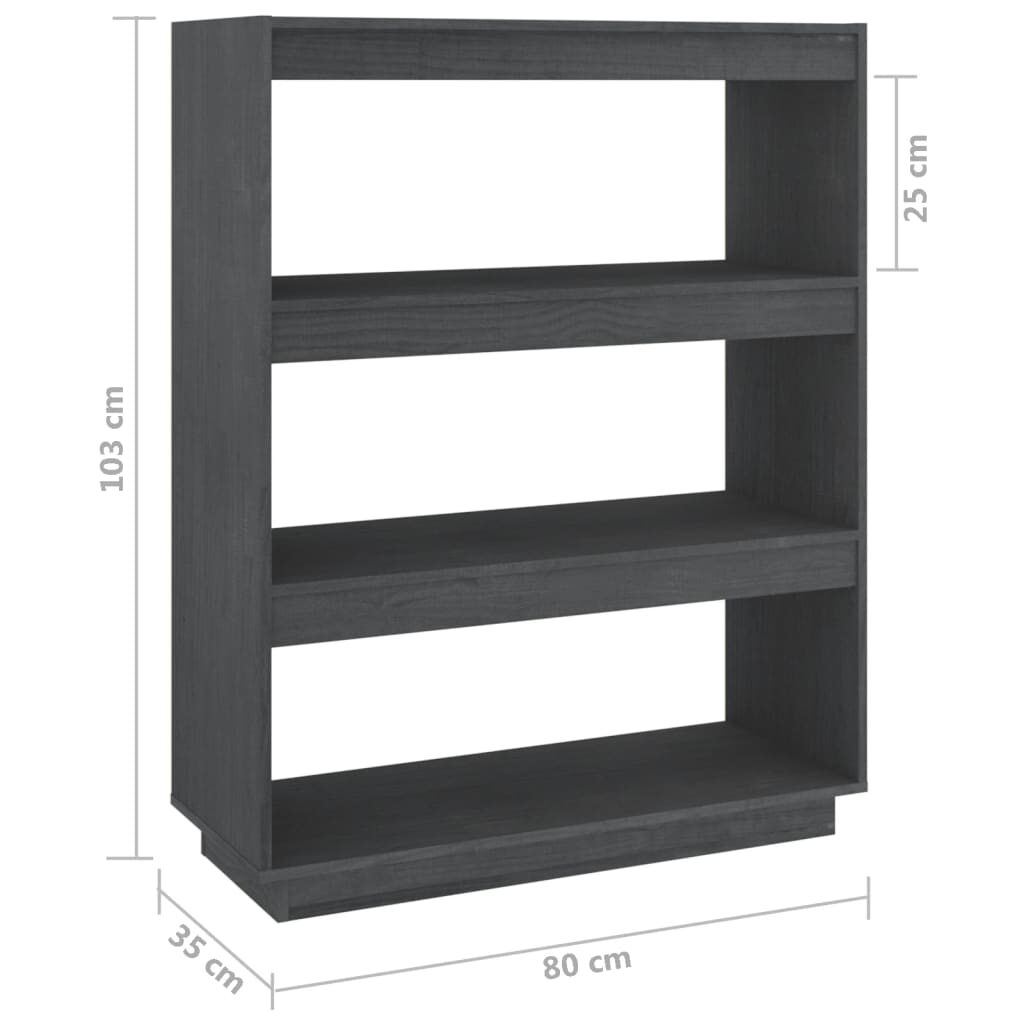 Βιβλιοθήκη/Διαχωριστικό Χώρου Γκρι 80x35x103 εκ. Μασίφ Πεύκο