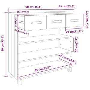 Τραπέζι Κονσόλα Ανοιχτό Γκρι 90 x 35 x 90 εκ. Μασίφ Ξύλο Πεύκου