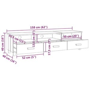 Έπιπλο Τηλεόρασης Καφέ Μελί 158x40x40 εκ. από Μασίφ Ξύλο Πεύκου