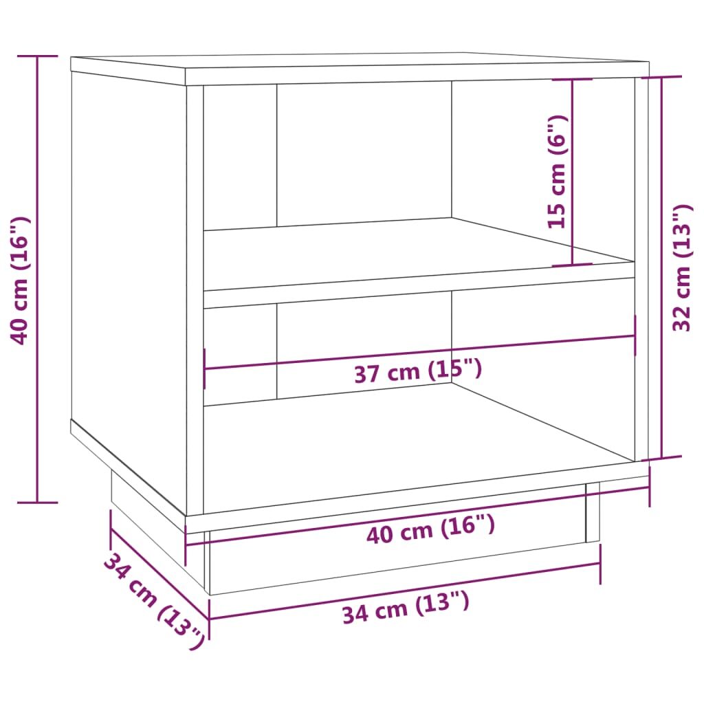 Κομοδίνα 2 τεμ. 40 x 34 x 40 εκ. από Μασίφ Ξύλο Πεύκου